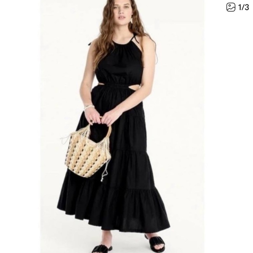 J. Crew Black Maxi Cutout Dress